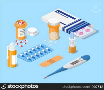 isometric 3D Pharmacy concept. Isometric icon for doctor, hospital and clinic. vector illustration in flat style. isometric 3D Pharmacy concept.