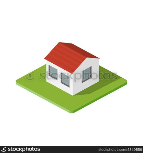 Isometric 3d private house real estate decorative icons. Architecture agency, property and home. Isolated cartoon illustration of building symbol for web