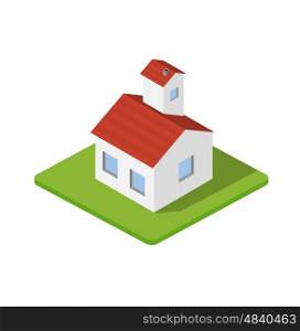 Isometric 3d private house real estate decorative icons. Architecture , property and home. Isolated cartoon illustration of bungalow symbol for web