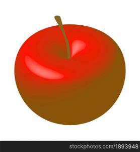 Isometric 3d red apple with a stalk. Ripe fruit. Vector EPS10.