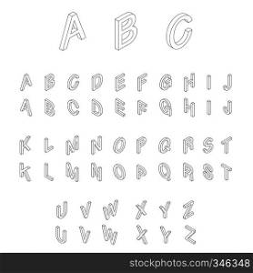 Isometric alphabet font. 3D isometric letters for web and mobile device. Isometric alphabet font