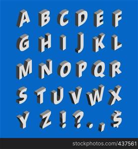 Isometric alphabet. Techno font with block letters. Vector alphabet isometric type illustration. Isometric alphabet. Techno font with block letters