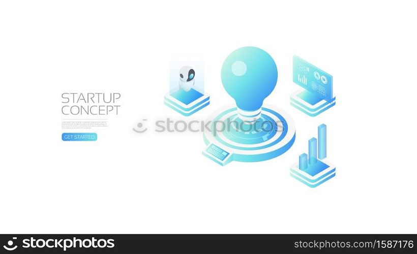 Isometric artificial intelligence assistant, isolated on white background