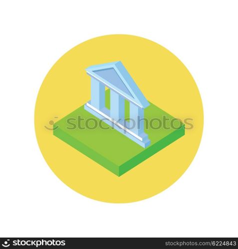 Isometric bank office symbol icon. Banking concept in flat design. 3d bank building, finance house, money home icon, banker bank interior, business house. Isometry bank icon. Vector illustration