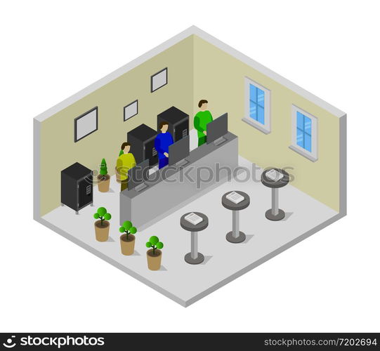 isometric bank room