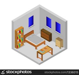 isometric bedroom room