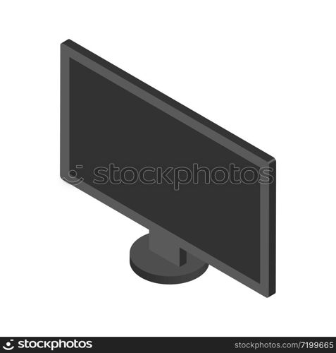 Isometric black color computer monitor. Vector object. Isometric black color PC monitor. Vector object