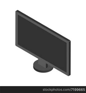Isometric black color computer monitor. Vector object. Isometric black color PC monitor. Vector object