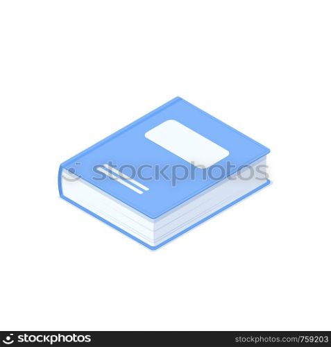 Isometric book isolated on white background. Closed blue book vector cartoon illustration.. Isometric book isolated on white background.