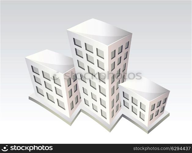 Isometric buildings vector icons on white background