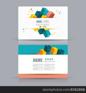 Isometric Business cards Design. Business cards with abstract background. Vector Template layout.