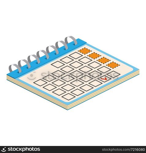 Isometric Calendar Icon. For web design and application interface, also useful for infographics. Vector illustration.