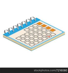 Isometric Calendar Icon. For web design and application interface, also useful for infographics. Vector illustration.