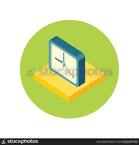 Isometric clock logo icon isolated. Watch object, time office symbol flat icon. 3d time logo. World time vector icon. Timer clock silhouette