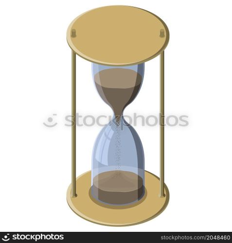Isometric colored cartoon hourglass isolated on white. A device for accurate measurement of time. Website icon. Vector illustration.. Isometric colored cartoon hourglass isolated on white. A device for accurate measurement of time. Website icon.