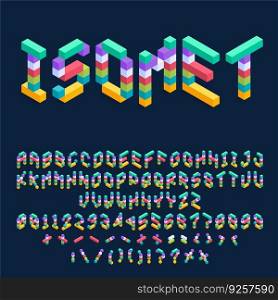 Isometric colorful cubes 3d font design Royalty Free Vector