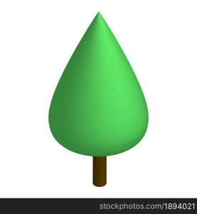 Isometric cone green tree with brown trunk and green crown isolated on white. Vector EPS10.