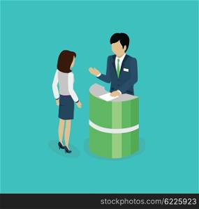 Isometric consultation icon isolated design flat. 3D business consulting services, consulting icon, business support service for businessman, consultant professional vector