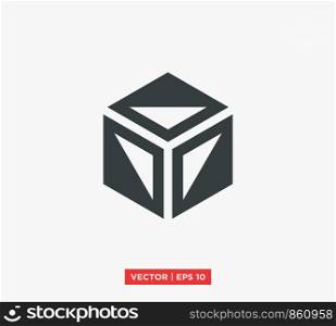 Isometric Cube Icon Logo Vector Illustration