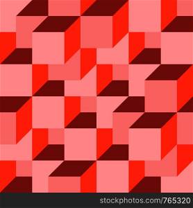 Isometric cubes seamless pattern. Shades of red. Isometric cubes seamless pattern. Shades of red.