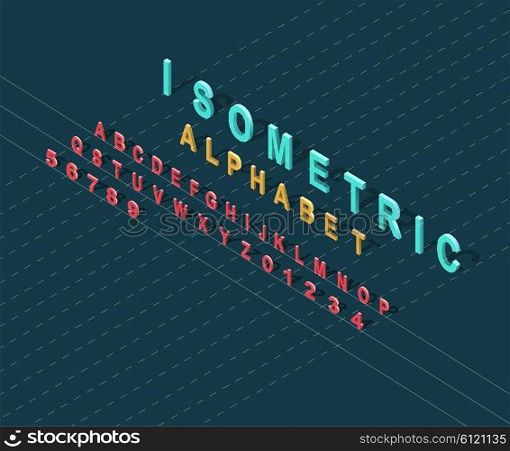Isometric design style alphabet. Letter and 3d alphabet, alphabet letters, font and numbers, kids alphabet, abc and typography, type geometric text, typographic lettering illustration