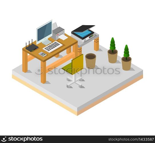 isometric desk room