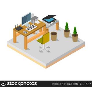 isometric desk room
