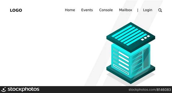 Isometric Digital Technology Web Banner. BIG DATA Machine Learning Algorithms. Analysis and Information. Big Data Access Storage Distribution Information Management and Analysis.