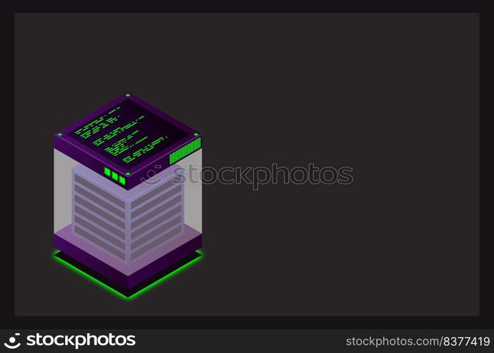 Isometric Digital Technology Web Banner. BIG DATA Machine Learning Algorithms. Analysis and Information. Big Data Access Storage Distribution Information Management and Analysis. Vector illustration