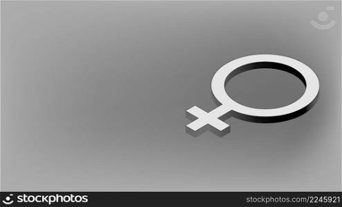 Isometric female gender sign with copy space in black and white. Feminine symbol for banner. Vector illustration.. Isometric female gender sign with copy space in black and white. Feminine symbol for banner.