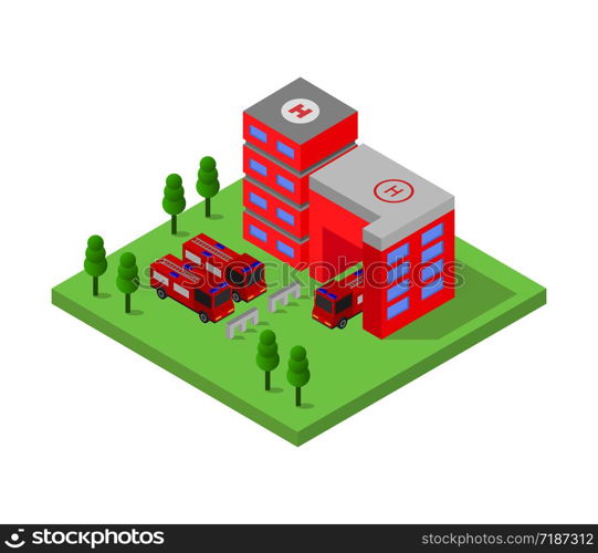 isometric fire truck