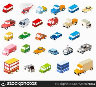 isometric flat cars. The isometric flat cars set of vehicles for creativity and design