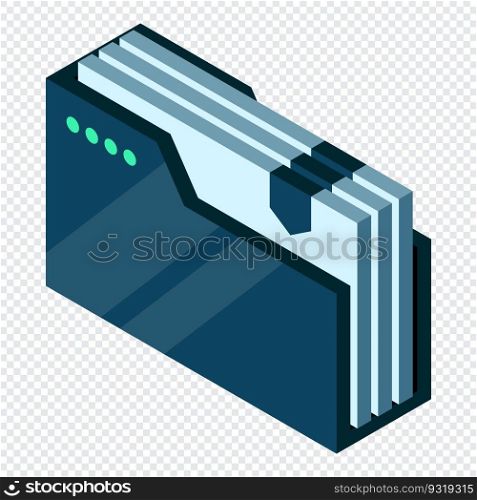 Isometric folder with documents. Document folder isometric. Archive containing documents. Vector illustration