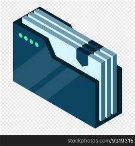 Isometric folder with documents. Document folder isometric. Archive containing documents. Vector illustration