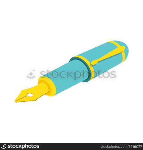 Isometric fountain pen on white background. For web design and application interface, also useful for infographics.Vector illustration.