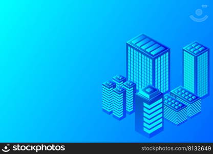 Isometric Future City. Real estate and construction industry concept. Virtual reality. Vector illustration.