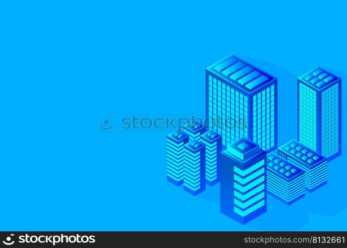 Isometric Future City. Real estate and construction industry concept. Virtual reality. Vector illustration.