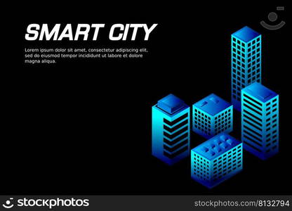 Isometric Future City. Real estate and construction industry concept. Virtual reality. Vector illustration.