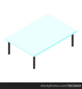 Isometric glass coffee table. The table legs are round and brown. Room interior element. Indoor furniture. Vector EPS10.