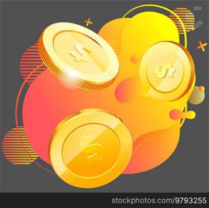 Isometric gold coins with dollar sign in various projections. Gold money cash symbol isolated. Realistic 3d coin. Banking, business, financial operations for web apps infographics vector illustration. Isometric gold coins with dollar sign in various projections. Money cash symbol isolated. Realistic 3d coin