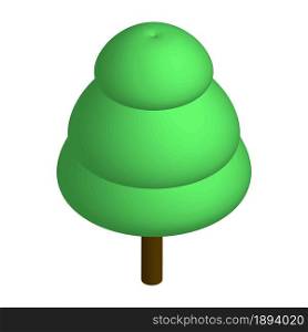 Isometric green tree with three tiers isolated on white. Brown trunk and green crown. Vector EPS10.