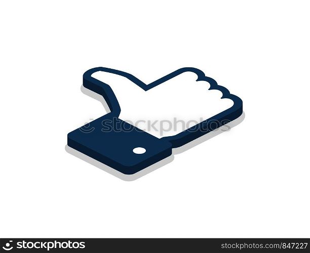 Isometric icon. Like icon with shadow. Flat design. Blue icon Thumb up. Eps10. Isometric icon. Like icon with shadow. Flat design. Blue icon Thumb up