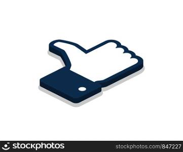 Isometric icon. Like icon with shadow. Flat design. Blue icon Thumb up. Eps10. Isometric icon. Like icon with shadow. Flat design. Blue icon Thumb up