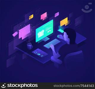Isometric illustration on the topic of e-Commerce. Vector illustration
