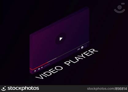 Isometric illustration. Template for video player. Template video player. Eps10. Isometric illustration. Template for video player. Template video player