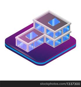 Isometric Image Augmented Reality for Architect. Vector Illustration Futuristic City Building. Virtual Projection Construction New Raging Hous. Modern City Building. Isolated on White Background