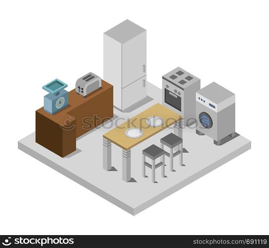 isometric kitchen room