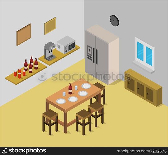isometric kitchen room