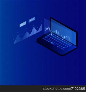 Isometric laptop trading financial diagram strategy analitics. EPS 10. Isometric laptop trading financial diagram strategy analitics.