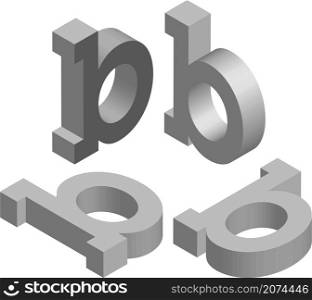 Isometric letter b. Template for creating logos, emblems, monograms. Black and white. 3D art symbol illustration